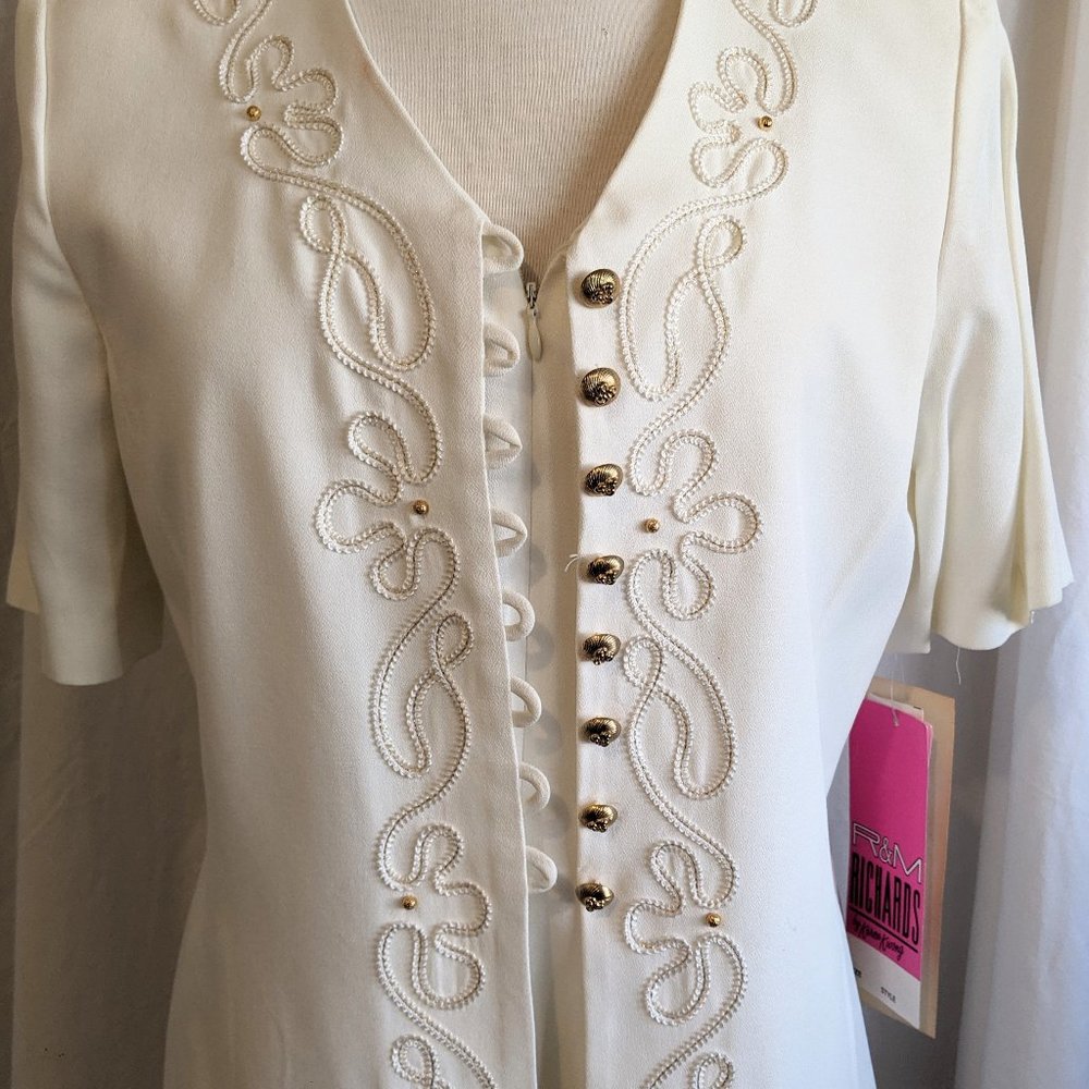 R & M Richards by Karen Kwong Ivory Petite 12 Vintage Two Piece Skirt Dress